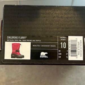 Sorel Youth Flurry Snow Boots size 10